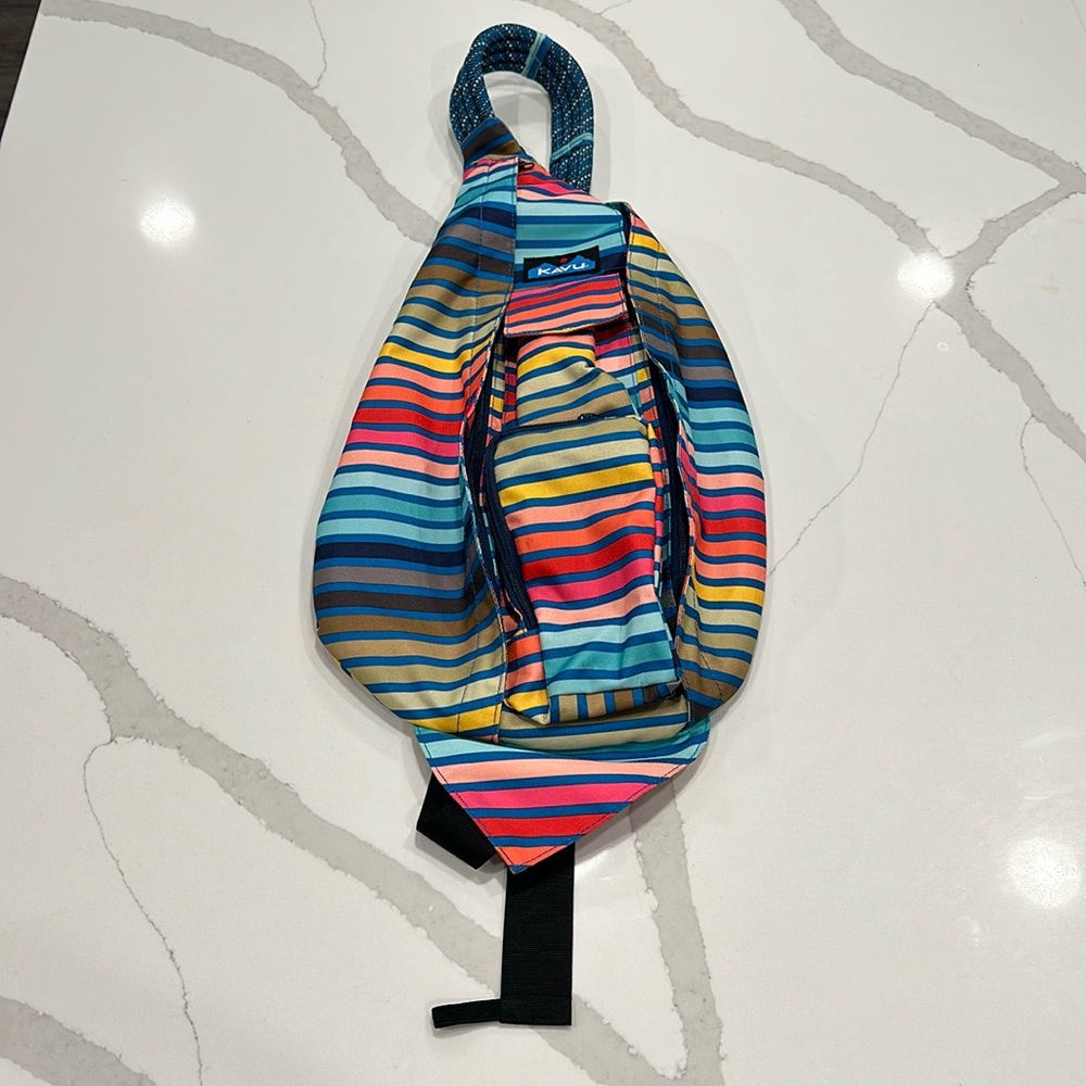 KAVU Chroma Stripe Rainbow Rope Crossbody Bag